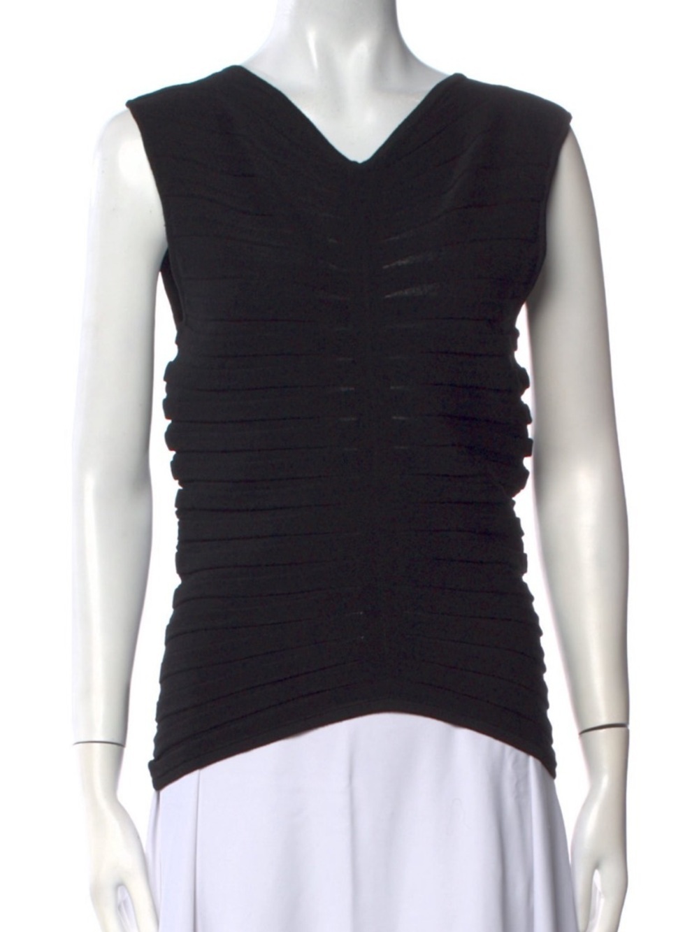 NWT Lapointe Black Sleeveless V-Neck Ruched Women's Top
